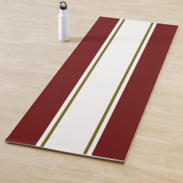 Tapete De Yoga Esportes Brancos de Oliva Vermelha Profunda Stripe