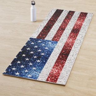Tapete De Yoga Estados Unidos: bandeira azul-vermelho brilha