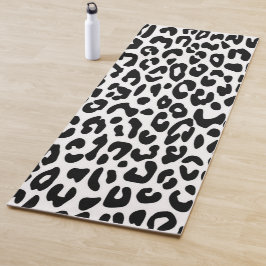 Tapete De Yoga Estampa Clássica de Leopardo Preto e Branco