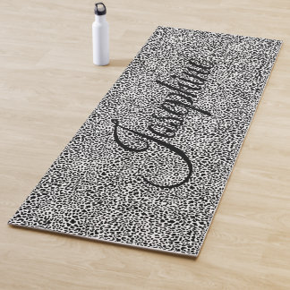 Tapete De Yoga Estampa de animal selvagem leopardo-da-neve preto