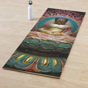 Tapete De Yoga Estátua Buda Lotus Flor Unesco