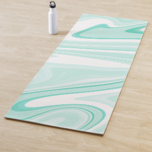 Tapete De Yoga Estética de pintura líquida de espiral verde-aqua