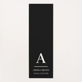 Tapete De Yoga Estilo Monograma Preto Branco Minimalista Moderno