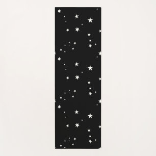 Tapete De Yoga Estrelas brancas em preto