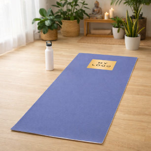 Tapete De Yoga Estúdio comercial com logotipo de empresa azul