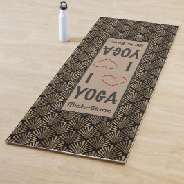 Tapete De Yoga Eu adoro a escrita YOGA Dourada Art Deco Pattern M