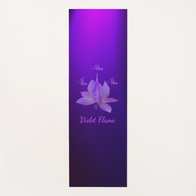 Tapete De Yoga Eu Sou a Chama Violeta Com Lótus (Frente)