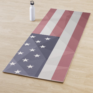 Tapete De Yoga EUA bandeira Red White Blue América Malha Geométri