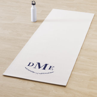 Tapete De Yoga Exercício de Monograma Clássico de marinho Azul