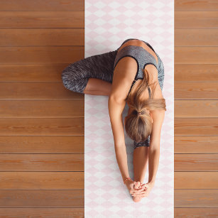 Tapete De Yoga Exercício de Monograma Elegante de Harlequin Rosa 