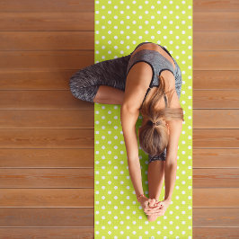 Tapete De Yoga Exercício de Monograma Retro Bolinhas Branco Verde