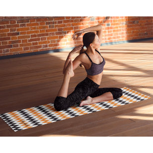 Tapete De Yoga Exercício Moderno de Design preto-de-laranja-quic