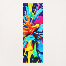 Tapete De Yoga Explosão Abstrata de Cor e Tinta