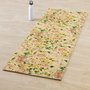 Tapete De Yoga Explosão da Flor do Buquê Rosa Amarelo