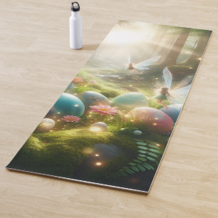 Tapete De Yoga Fadas da Floresta Mística Ovos Mágicos da Primaver