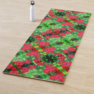 Tapete De Yoga Fading Red Zinnia Flowers Abstrato Patterno