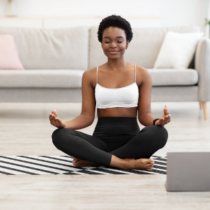 Tapete De Yoga Faixas de Cruzamento Pretas