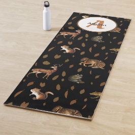 Tapete De Yoga Fall Forest Animais Autumn Deixa Monograma