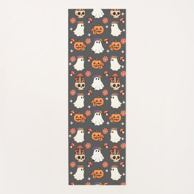 Tapete De Yoga Fantasmas, crânios e Sangue de outono (Frente)