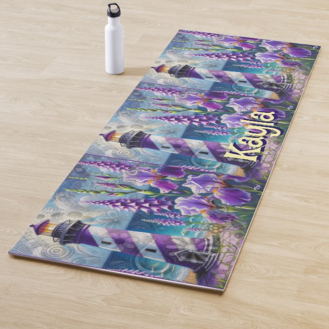 Tapete De Yoga Farol Roxo com Foxglove & Iris Personalizado (In Situ)