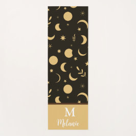 Tapete De Yoga Fases da Lua Boho Dourado monogramado