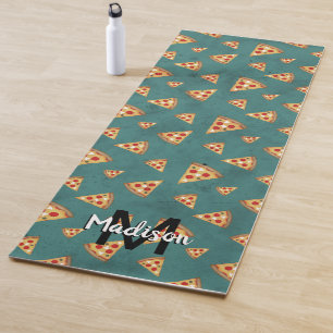 Tapete De Yoga Fatias de pizza legais padrão vintage verde-água M