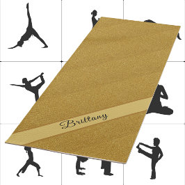Tapete De Yoga Faux Metallic Dourado Glitter Diagonal Art Add Nam