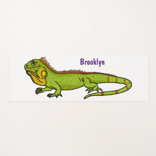 Tapete De Yoga Feliz desenho da iguana verde