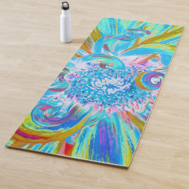 Tapete De Yoga Fesestivo Chartreuse e Blue Dahlia Flores