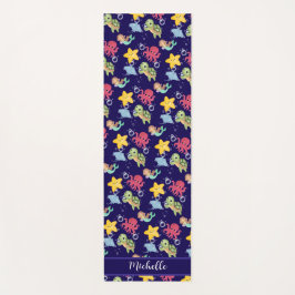 Tapete De Yoga Festa de aniversário do mar do arco-íris da sereia