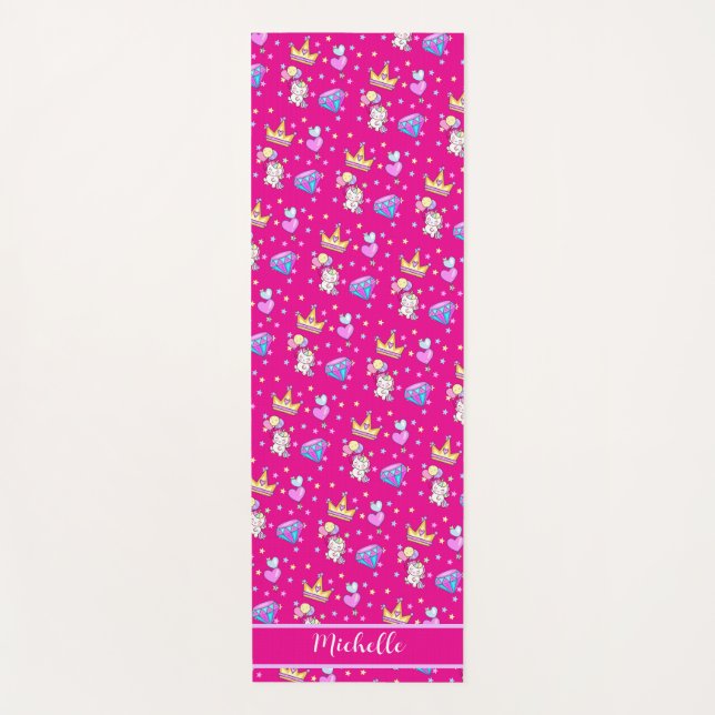 Tapete De Yoga Festa de aniversário na moda de um unicórnio (Frente)