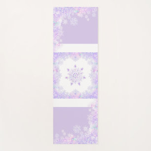 Tapete De Yoga floco de neve roxo leve e coração brilhando