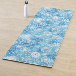 Tapete De Yoga Flocos de neve em azul