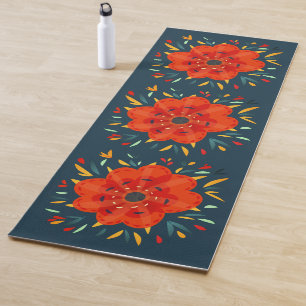 Tapete De Yoga Flor alaranjada lunática decorativa