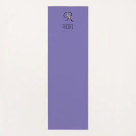Tapete De Yoga Flor de aquarela inicial de monograma lavanda