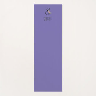 Tapete De Yoga Flor de aquarela inicial de monograma lavanda