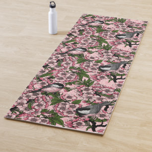 Tapete De Yoga Flor de cereja e frangas a rosa