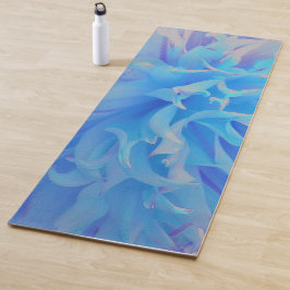 Tapete De Yoga Flor de Dália Decorativa Azul Elegante