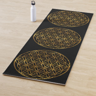 Tapete De Yoga Flor de Espumação Dourada da Vida geometria as