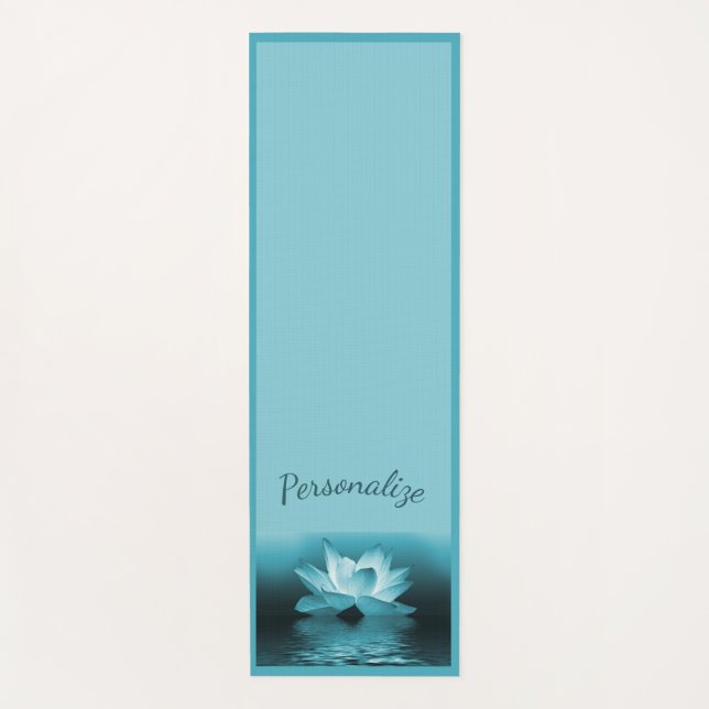 Tapete De Yoga Flor de Lotus Azul Elegante Zen Yoga Namaste (Frente)