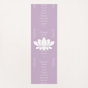 Tapete De Yoga Flor de Lotus branco & palavras da ioga
