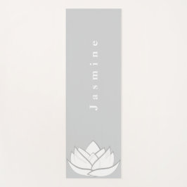 Tapete De Yoga Flor de Lotus de Cinza Elegante Personalizado