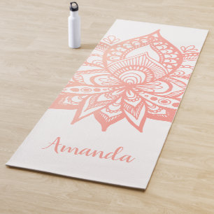 Tapete De Yoga Flor de lótus Dourada e Rosa personalizada, cor-d