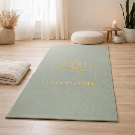 Tapete De Yoga Flor de lótus dourada nome sage verde