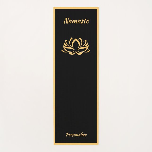 Tapete De Yoga Flor de Lotus Dourado e legista Zen Yoga Namaste (Frente)