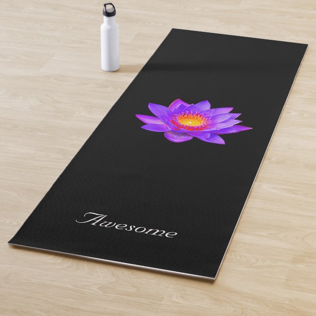 Tapete De Yoga Flor de Lotus em Preto (In Situ)
