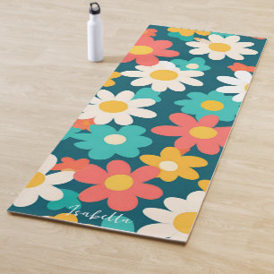 Tapete De Yoga Flor de margarida cômoda, cor-de-rosa, padrão botâ