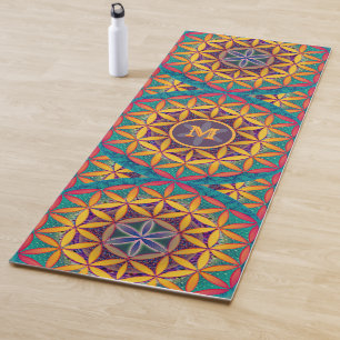 Tapete De Yoga Flor de Vida Mandala sem Monograma