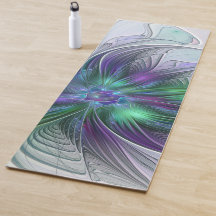 Flor Moderna Abstrata Fractal Roxa Verde