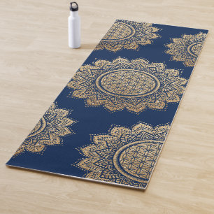 Tapete De Yoga Flor moderna do ouro vivo Mandala